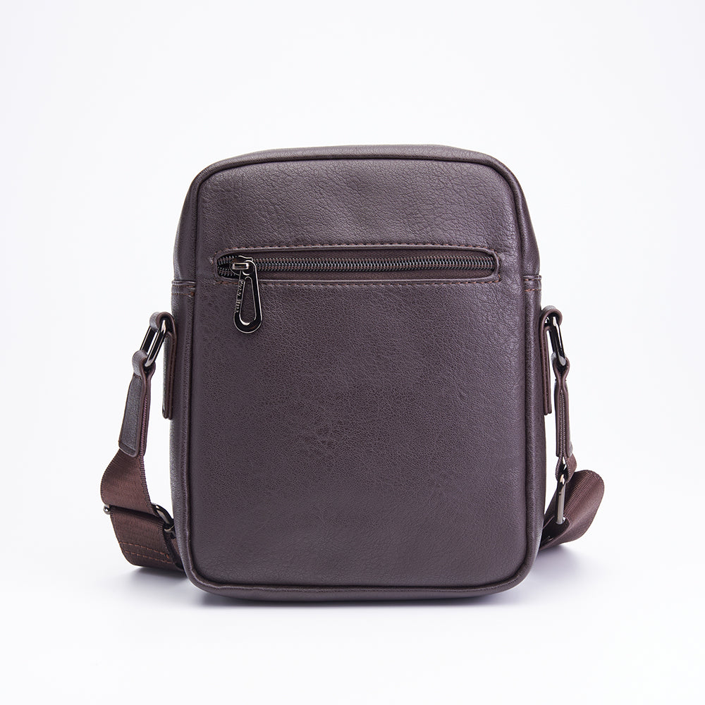 Faux Leather Flap Crossbody Sling Bag Brown