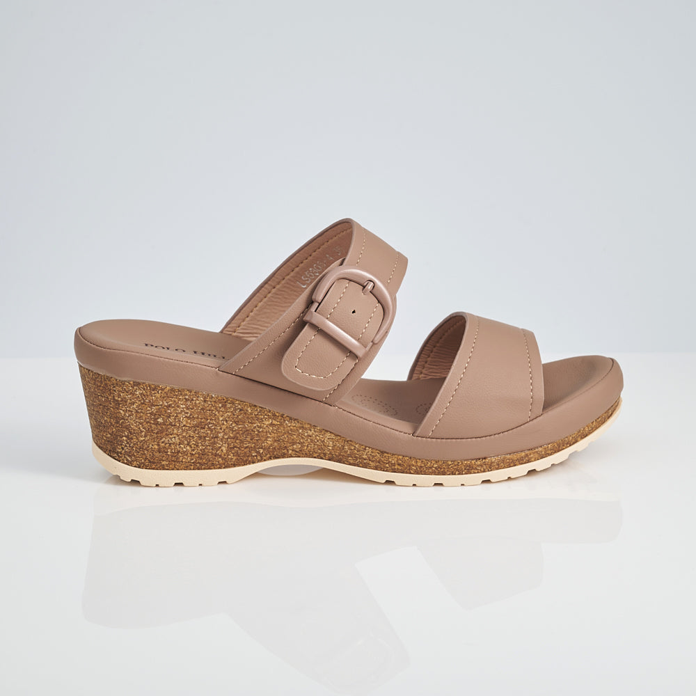 Two Band Mule Wedge Sandals