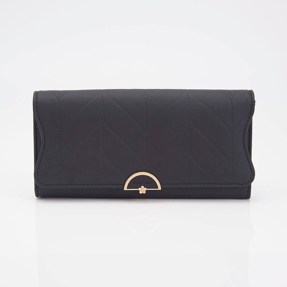 POLO HILL Ladies Leaf Inspired Stitching Long Wallet PW119
