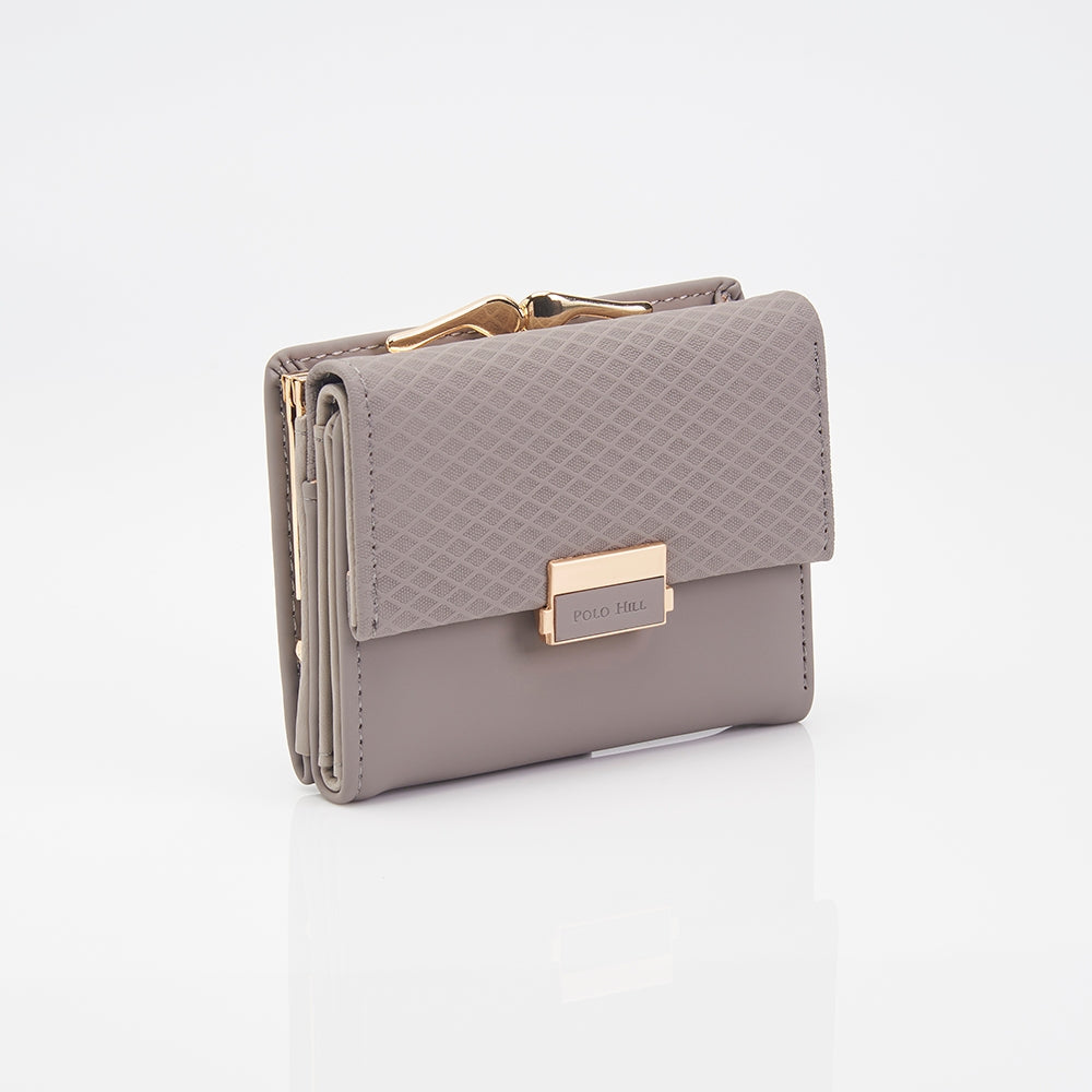 Polo Hill Ladies Tri-Fold with Kiss Lock Coin Pouch Purse PW116
