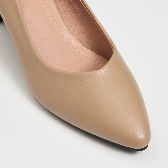 Mid Block Heels Pointed Court Shoes