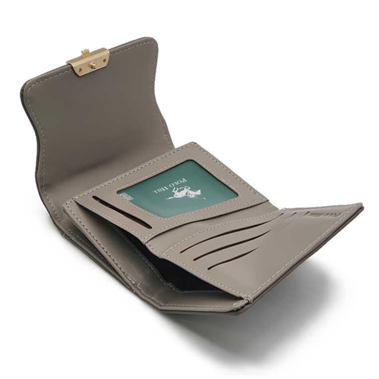 Load image into Gallery viewer, Leaf Inspired Stitching Tri-Fold Wallet
