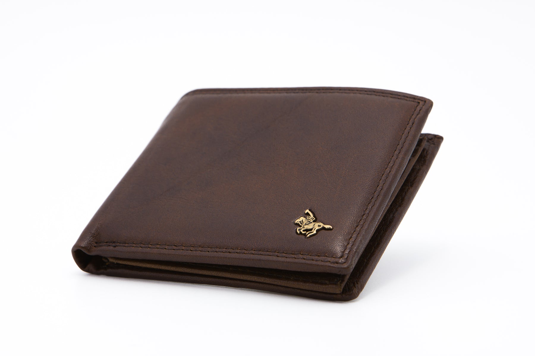 Brown RFID Protected Genuine Leather Bi-Fold Wallet - ID Windows