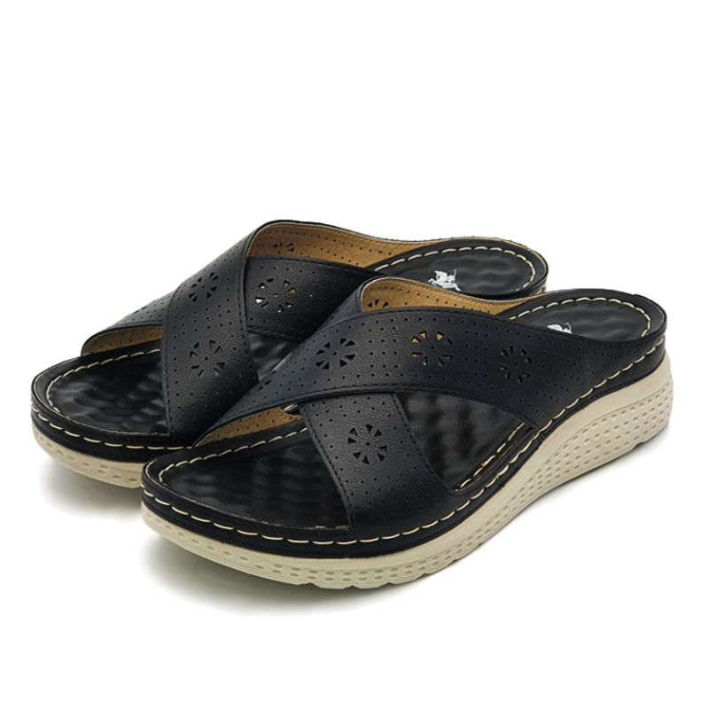 Lightweight Cross Strap Wedge Sandals