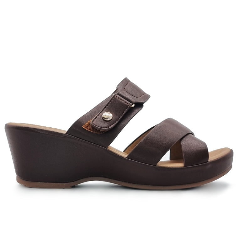 Cross Vamp Slide Wedge Sandals