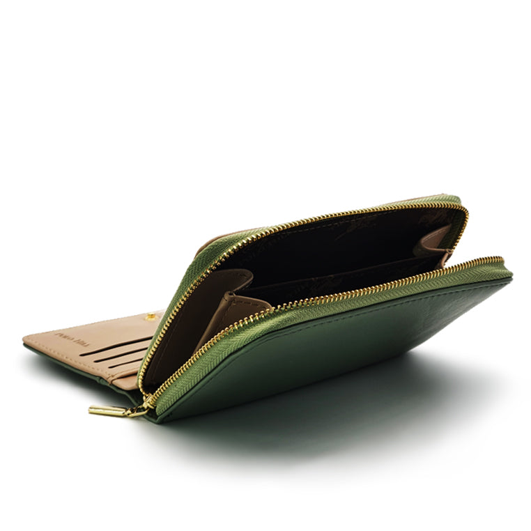 Snap Button Bi-Fold Wallet with Zipper