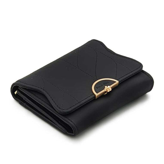 Leaf Inspired Stitching Tri-Fold Wallet