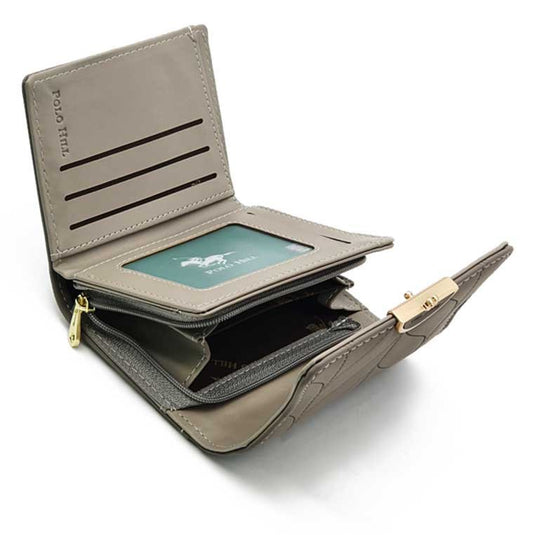 Leaf Inspired Stitching Tri-Fold Wallet